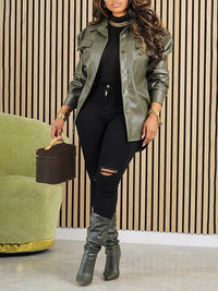 Indiebeautie Faux Leather Shirt Jacket