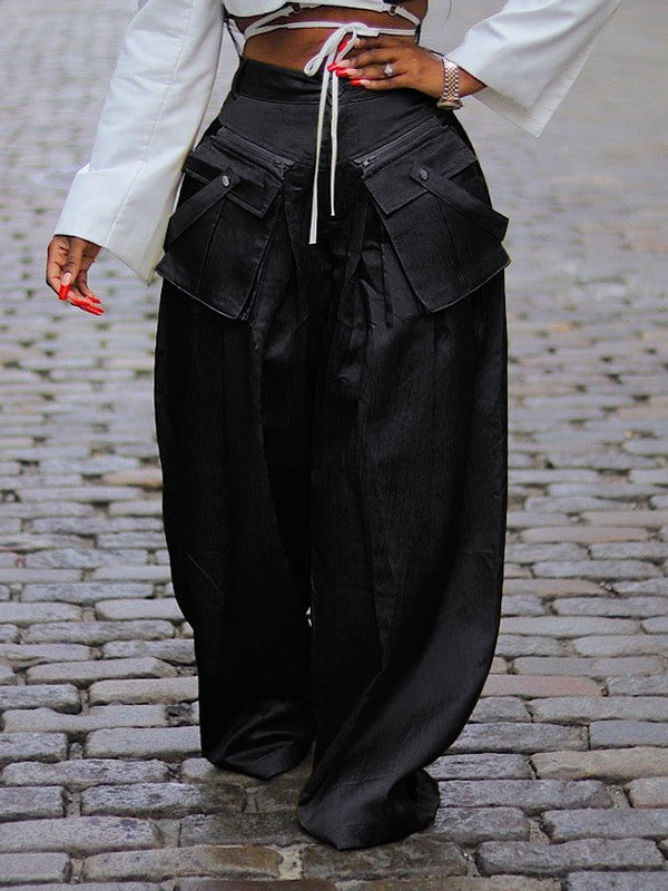 Indiebeautie Wide-Leg Pants with Detachable Pockets