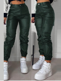 Indiebeautie Faux-Leather Cargo Pants