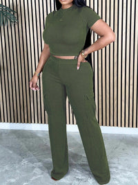 Indiebeautie Solid Tee & Cargo Pants Set