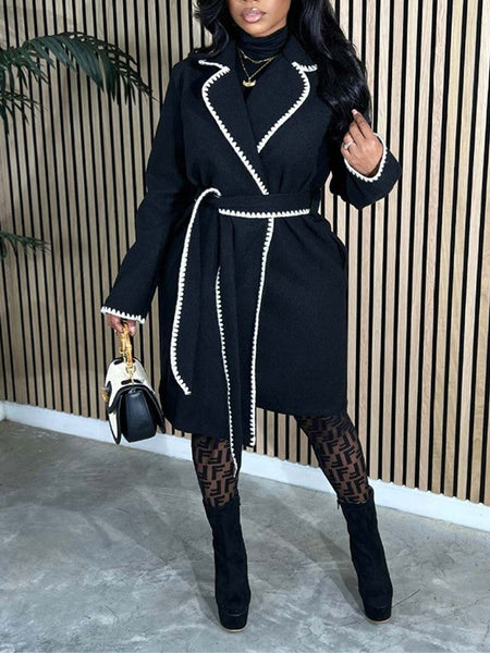Piping Tied Overcoat--Clearance