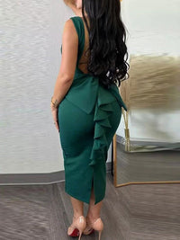 Indiebeautie Sleeveless Backless Slit Dress