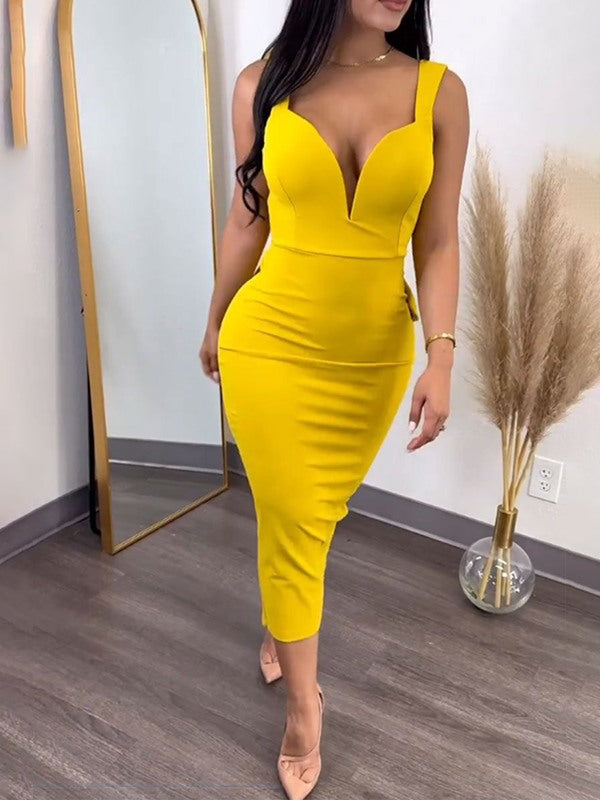 Indiebeautie Sleeveless Backless Slit Dress