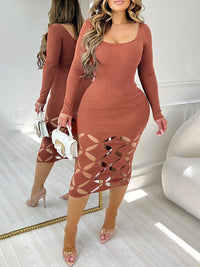 Indiebeautie Solid Cutout Bodycon Dress