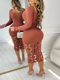 Indiebeautie Solid Cutout Bodycon Dress