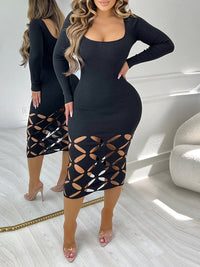 Indiebeautie Solid Cutout Bodycon Dress