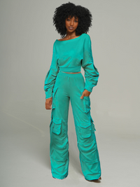Indiebeautie Twisted Top & Cargo Pants Set