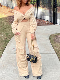 Indiebeautie Twisted Top & Cargo Pants Set