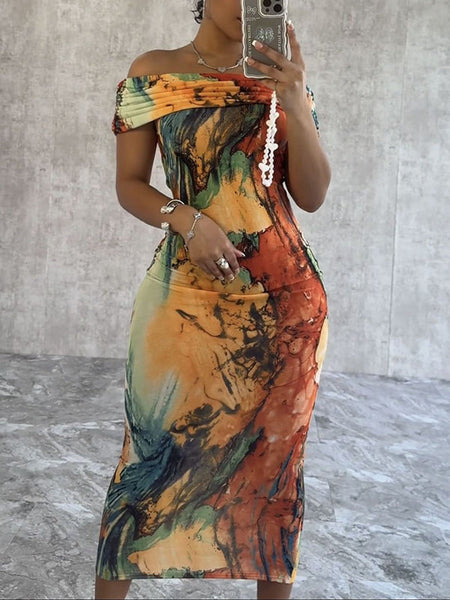 Indiebeautie Printed Off-Shoulder Dress