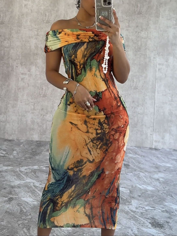 Indiebeautie Printed Off-Shoulder Dress
