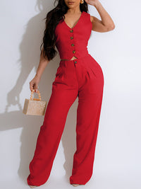 Indiebeautie Button-Front Vest & Pants Set