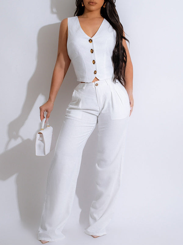 Indiebeautie Button-Front Vest & Pants Set