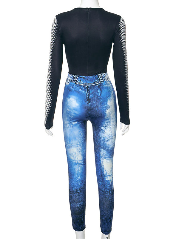 Printed Skinny Jumpsuit--Clearance