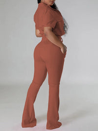 Solid Zip Top & Drawstring Pants Set--Clearance