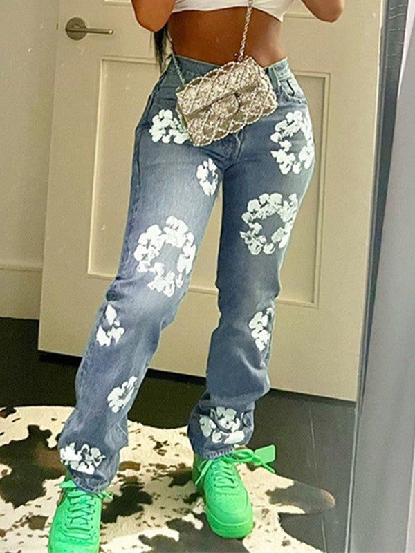 Printed Straight Jeans