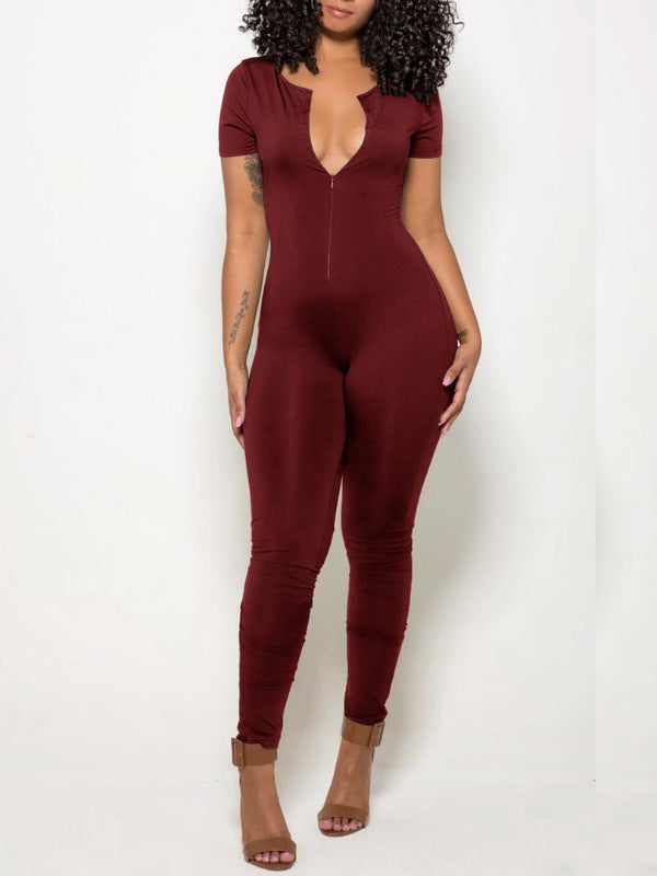 Solid Zip-Front Jumpsuit--Clearance