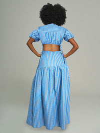 Indiebeautie Stripe Crop Top & Skirt Set