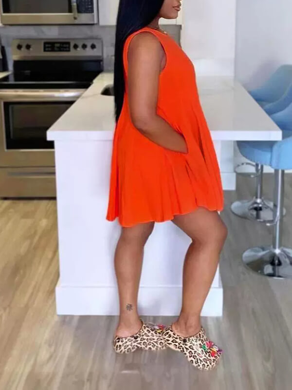 Indiebeautie Solid Sleeveless Dress