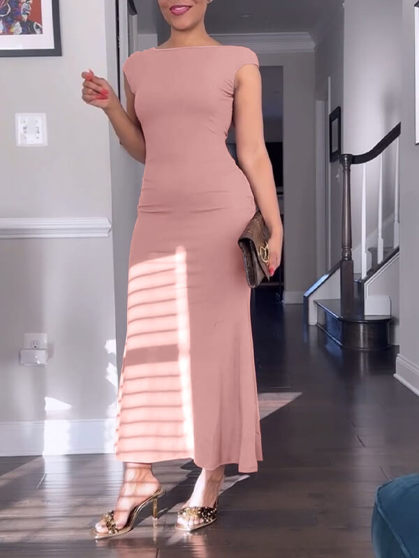 Solid Open-Back Dress