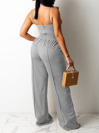 Solid Cami Top & Wide-Leg Pants Set