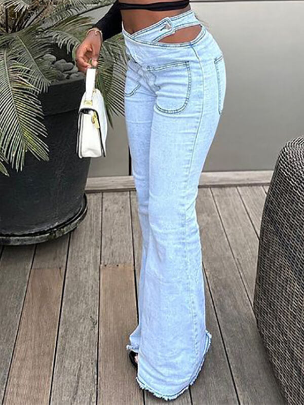 Cutout Flared Jeans
