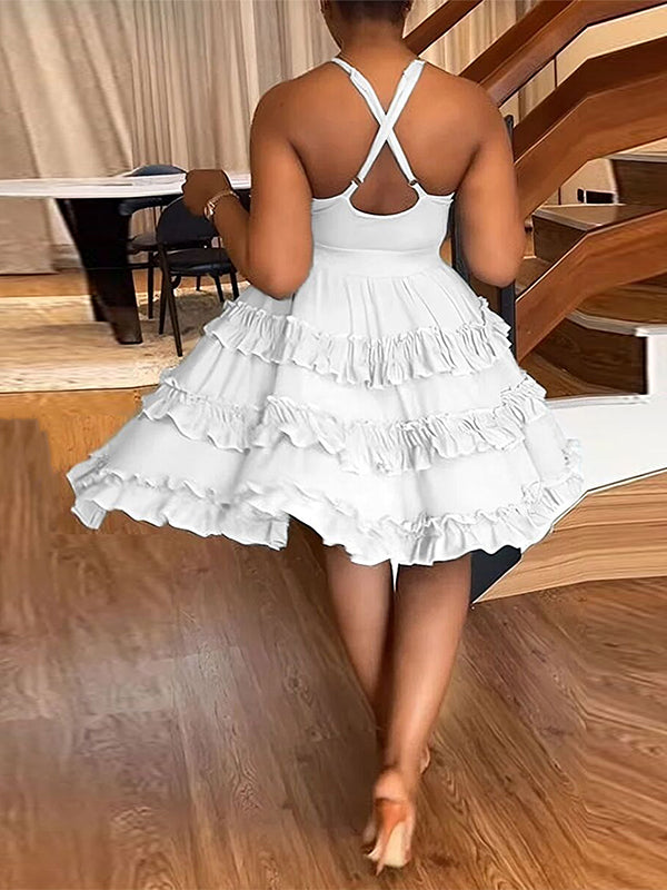 Solid Frilled Cami Dress