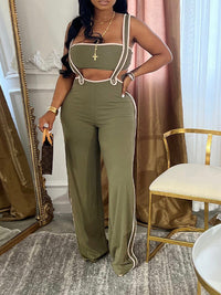 Indiebeautie Piping Bandeau Top & Overalls Set