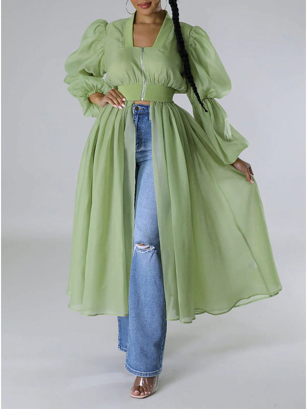 Zip-Front Combo Tunic Top--Clearance