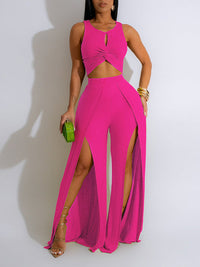 Indiebeautie Twisted Tank Top & Slit Pants Set