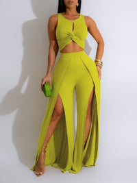 Indiebeautie Twisted Tank Top & Slit Pants Set