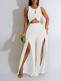 Indiebeautie Twisted Tank Top & Slit Pants Set