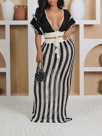 Indiebeautie Stripe Knit Skirt Set