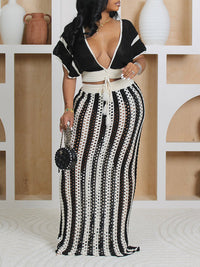 Indiebeautie Stripe Knit Skirt Set