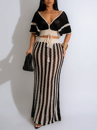 Indiebeautie Stripe Knit Skirt Set