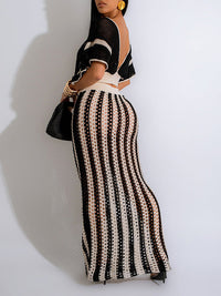 Indiebeautie Stripe Knit Skirt Set