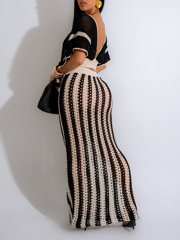 Indiebeautie Stripe Knit Skirt Set