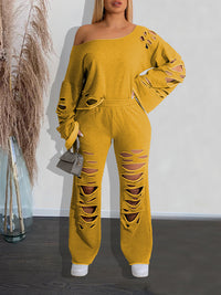 Indiebeautie Solid Ripped Pants Set