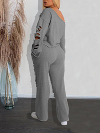 Indiebeautie Solid Ripped Pants Set
