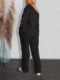 Indiebeautie Solid Ripped Pants Set