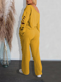 Indiebeautie Solid Ripped Pants Set