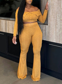 Indiebeautie Off-Shoulder Button Top & Pants Set