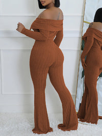 Indiebeautie Off-Shoulder Button Top & Pants Set