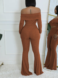 Indiebeautie Off-Shoulder Button Top & Pants Set