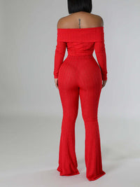 Indiebeautie Off-Shoulder Button Top & Pants Set
