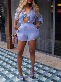 Indiebeautie Sheer Shirt & Shorts Set