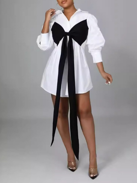 Bowknot Shirt Dress--Clearance