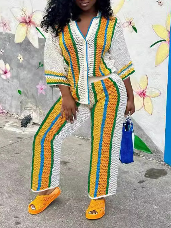 Indiebeautie Stripe Knit Pants Set