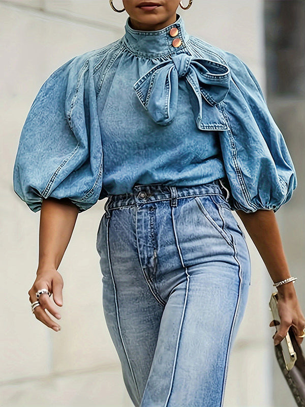 Tied Denim Top--Clearance