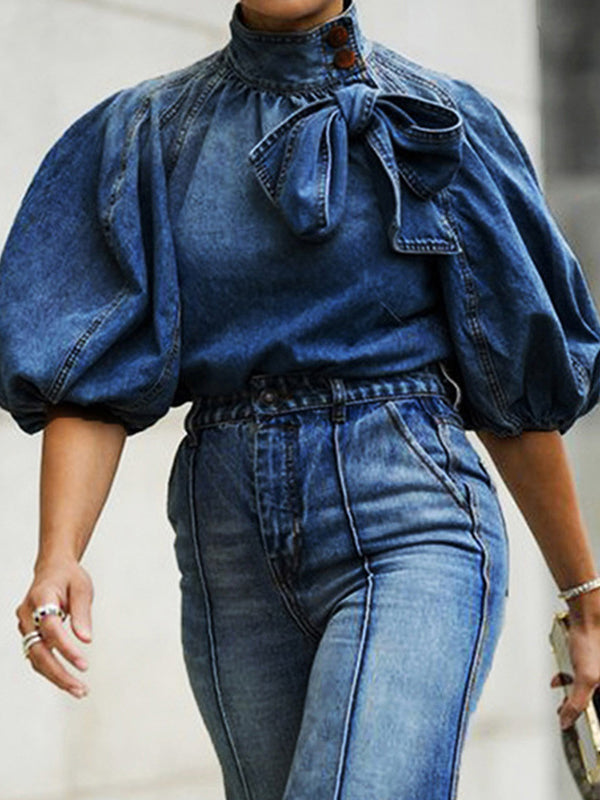 Tied Denim Top--Clearance