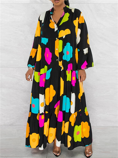 Floral Ruffle Shirt Dress--Clearance